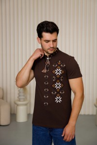 Мужская шоколадная вышитая футболка Свитояр, XL