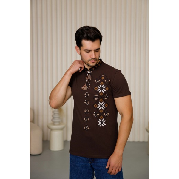 Мужская шоколадная вышитая футболка Свитояр, XXXL