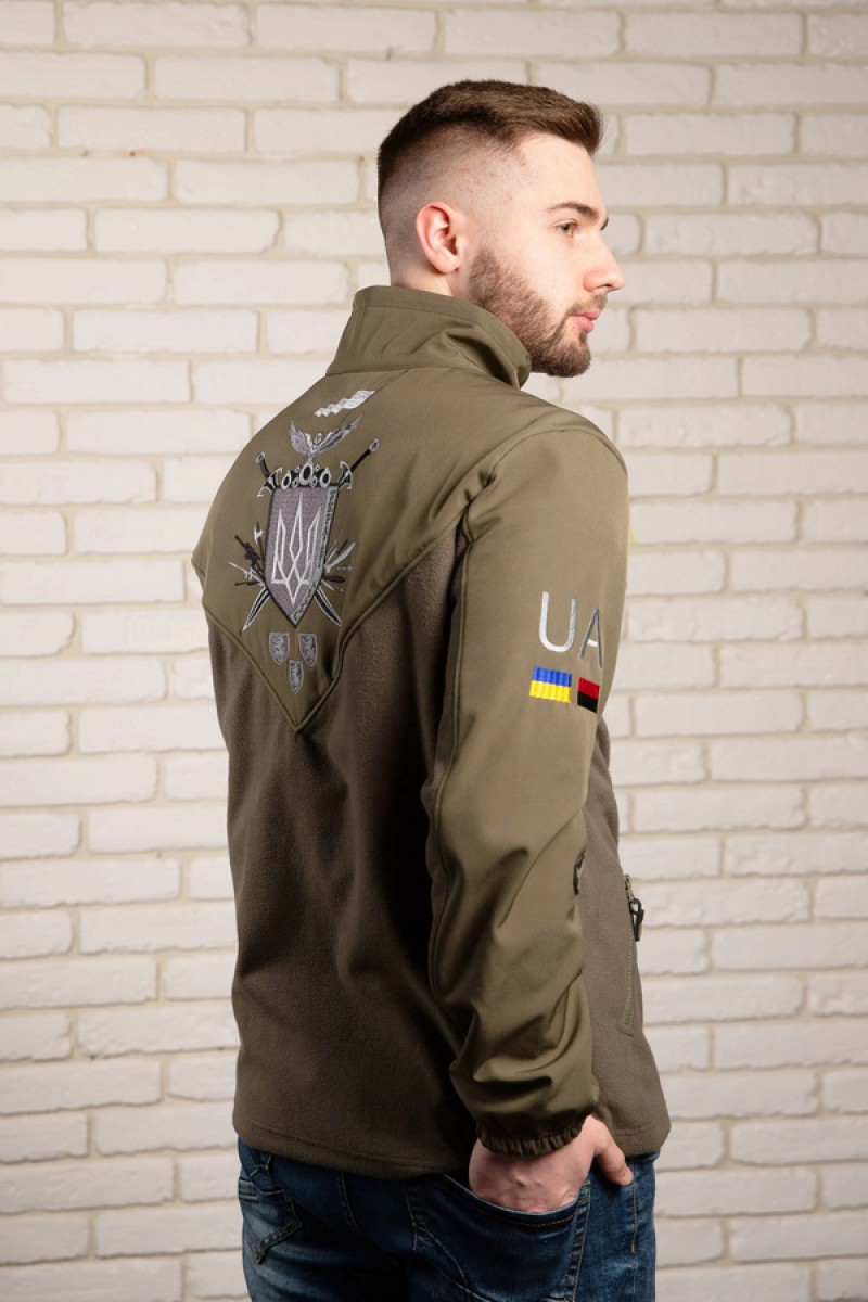 Men's khaki jacket with Falcon embroidery