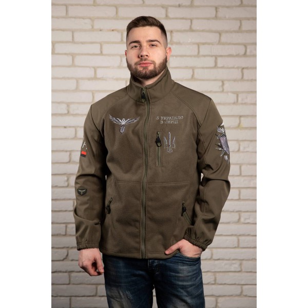 Men's khaki jacket with Falcon embroidery