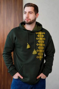 Patriotic hoodie Freedom with brown embroidery