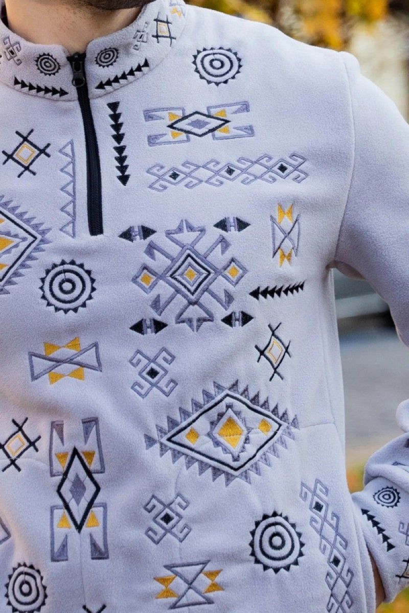 Men's fleece sweatshirt with embroidery Ustym