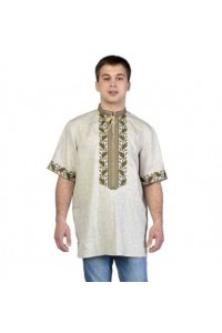 Oak, men's embroidered shirt with short sleeves