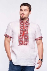 Svitozar, linen shirt with cross-stitch