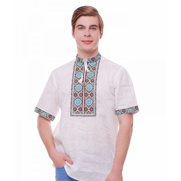 Вышиванка мужская белая Волошки
