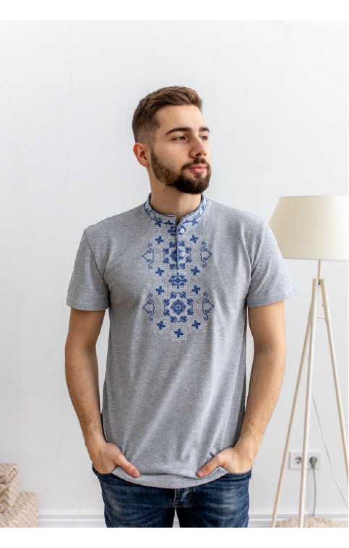 Desirable, men's embroidered T-shirt, white with gold