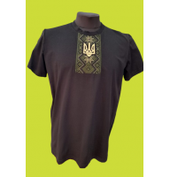 Embroidered t-shirt for men, black Coat of arms smooth