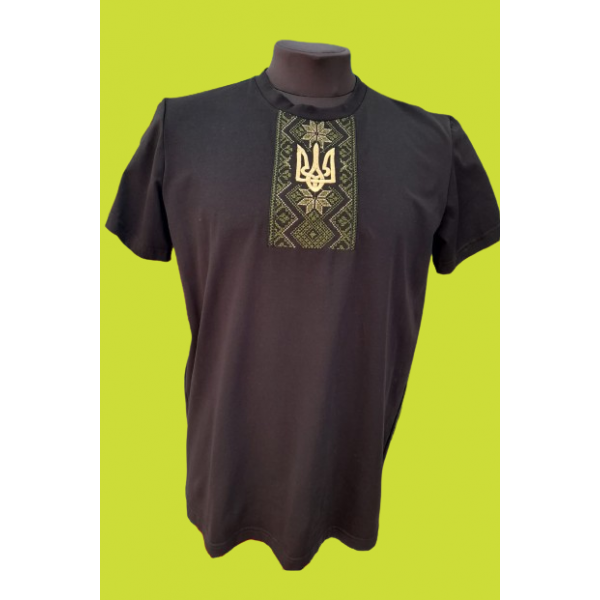 Embroidered t-shirt for men, black Coat of arms smooth