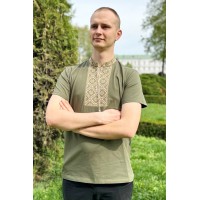 Мужская вышитая футболка хаки Назарий