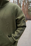 Men's hoodie khaki with embroidery on the sleeve