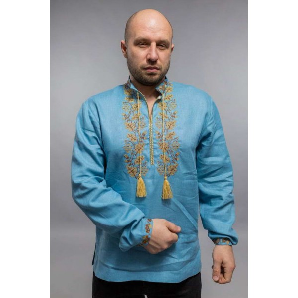 Blue embroidered shirt Oak strength