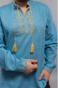 Blue embroidered shirt Freedom