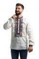 Men's embroidered shirt with long sleeves "Dobrodiy" (100% linen, cream)