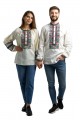 Men's embroidered shirt with long sleeves "Dobrodiy" (100% linen, cream)