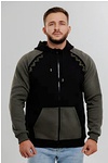 Men's warm hoodie with fleece Vohnedar khaki, L