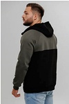 Men's warm hoodie with fleece Vohnedar khaki, L
