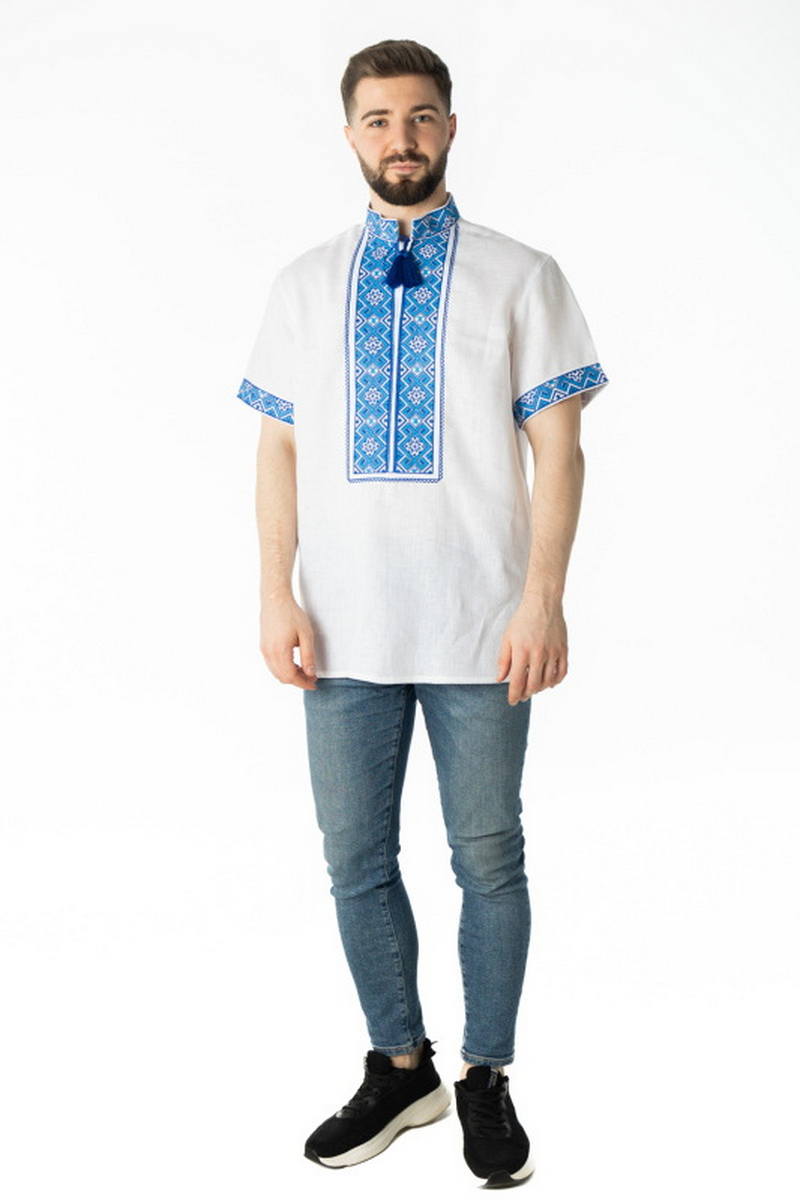 Linen shirt with blue embroidery Svitozar