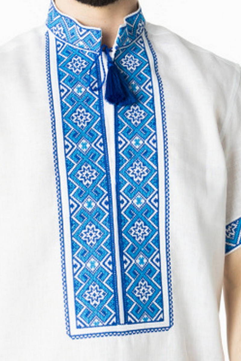 Linen shirt with blue embroidery Svitozar