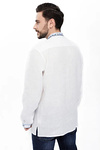 White men's embroidered shirt (vyshyvanka) with blue embroidery and long sleevesyroslav