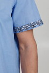 Men's shirt blue linen with cross-stitch embroidery Peresvit