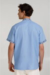 Men's shirt blue linen with cross-stitch embroidery Peresvit