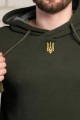 Patriotic hoodie Trident with fleece (khaki with golden embroidery)