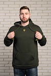 Патриотический худи Тризуб с флисом (хаки с золотой вышивкой), XXL