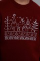 Men's warm burgundy sweatshirt with embroidery and fleece lining, Winter