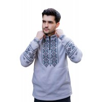 Чоловічий флісовий світшот сірий з вишивкою Дем-ян, S