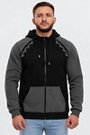 Men's warm hoodie with fleece Vohnedar khaki