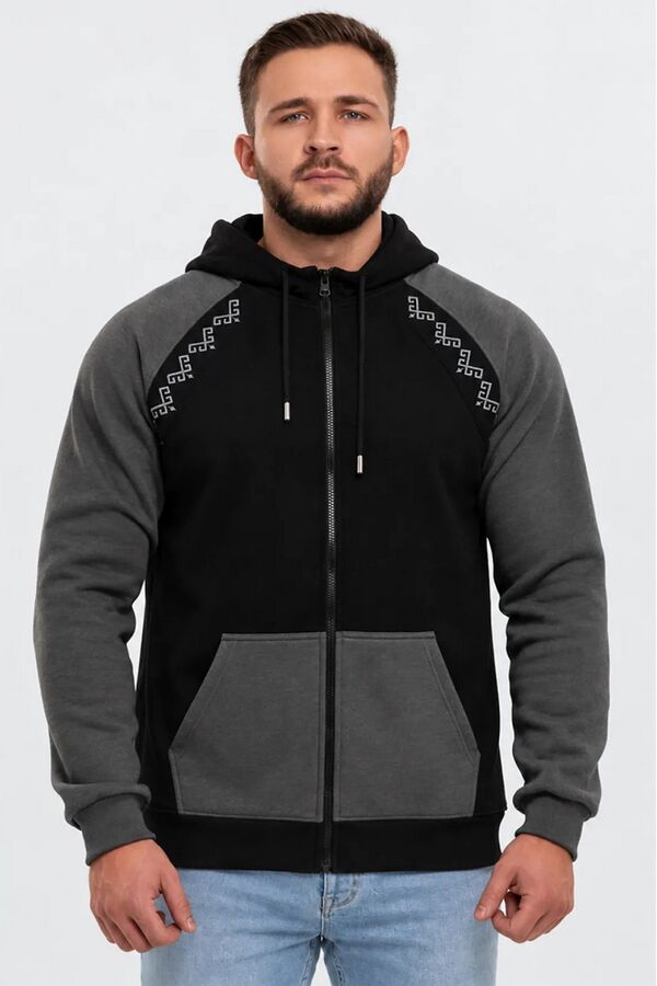 Men's warm hoodie with fleece Vohnedar khaki