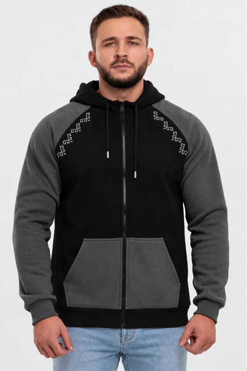 Men's warm hoodie with fleece Vohnedar khaki 