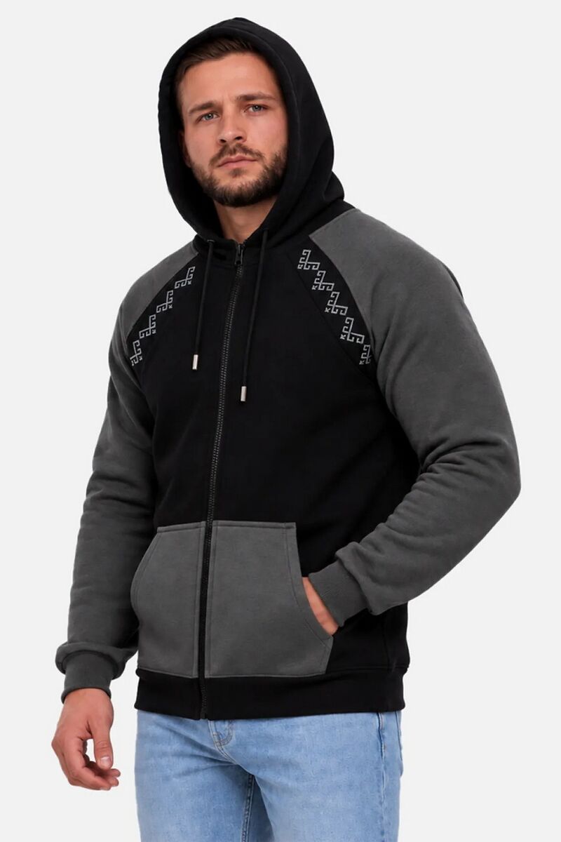 Men's warm hoodie with fleece Vohnedar khaki