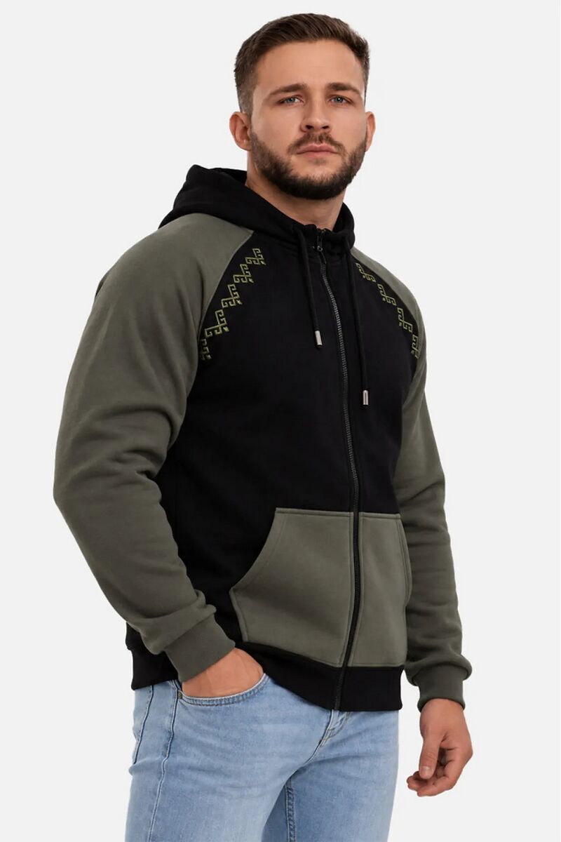 Men's warm hoodie with fleece Vohnedar khaki