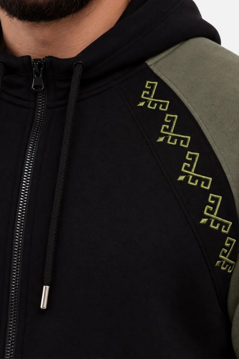 Men's warm hoodie with fleece Vohnedar khaki