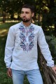 Embroidered men's white linen, Bird