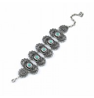 Elegant bracelet "Romania-lace" with Italian alloy and artificial turquoise.