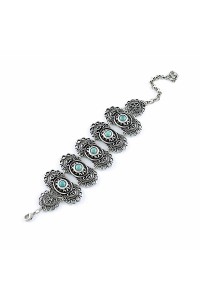 Elegant bracelet "Romania-lace" with Italian alloy and artificial turquoise.