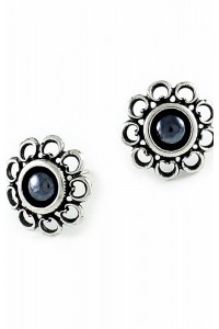 Earrings Romania etude, studs (hematite) - a stylish accessory with Italian ZAMAK alloy and 10MK silver coating.