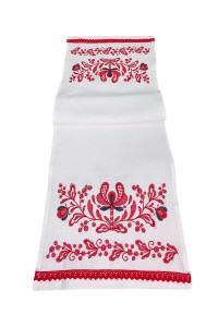 White towel with red embroidery Festive, 100*33