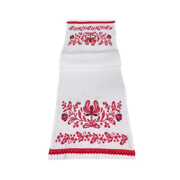 White towel with red embroidery Festive, 100*33