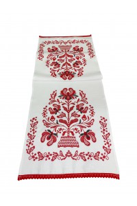 White handkerchief with red embroidery Tree of life, 150*43