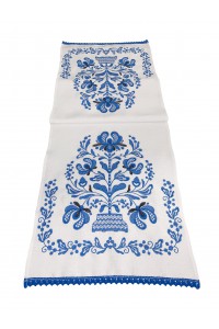 White towel with blue embroidery Tree of Life, 150*43