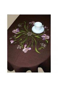 Букет Іриси, скатертина лляна кругла 150 см в диаметрі