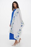 Women's gray scarf made of thin linen with Iris embroidery