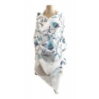 Women's white scarf Debut, a scarf made of fine linen with delicate embroidery