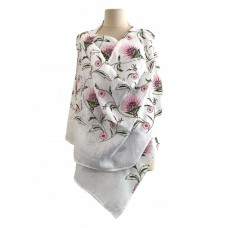 Шарф жіночий білий Дебют, шарф із тонкого льону з витонченою вишивкою. Розмір 70*195 