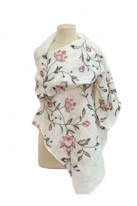 Women's milk scarf Lydia, scarf made of thin linen with delicate embroidery. Size 70*195