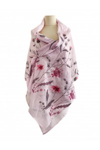 Women's scarf pink Lydia, a scarf made of fine linen with delicate embroidery. Size 70*195