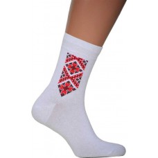 Men's white socks with embroidery (42-43)